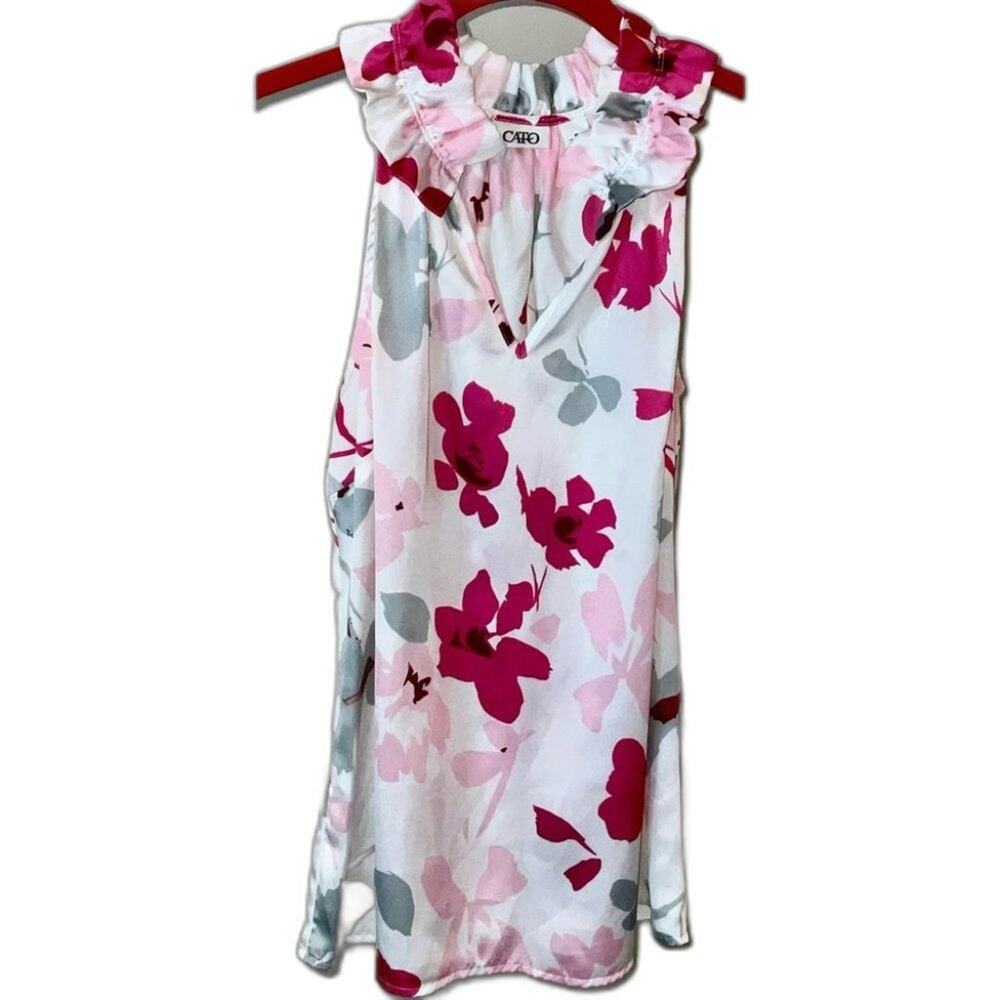 Cato Floral Blouse Pink White And Grey Size M